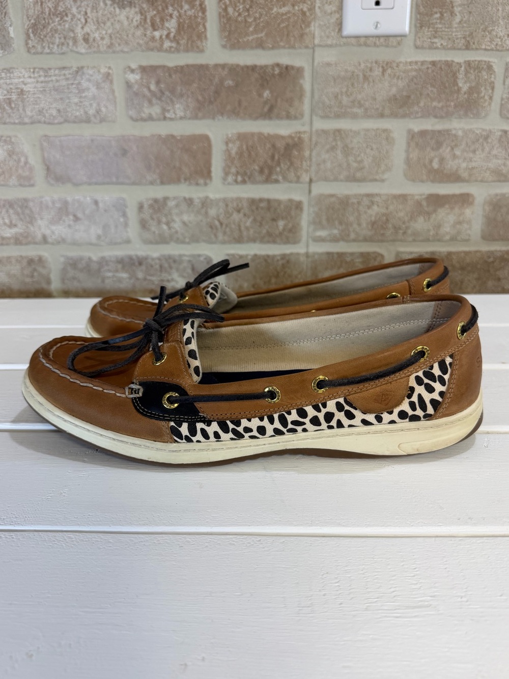 Sperry Authentic Original Leather Boat Shoes Cheetah Print Memory Foam Womens 11 - Picture 4 of 10